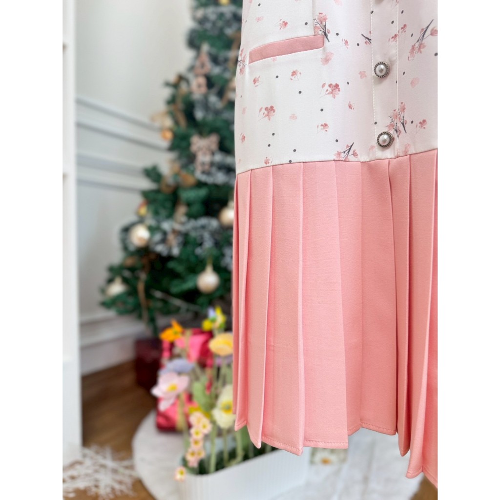 (พร้อมส่ง) ชุดเดรส Wirankan รหัส WX37 สีชมพู สีพีช - รูปที่ 3