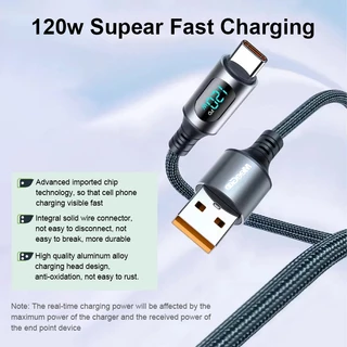 MEEGOO สายชาร์จเร็ว type c 120W 6A จอแสดงผลเรียลไทม์ สายเคเบิลCharging cable ถ่ายโอนข้อมูลได้