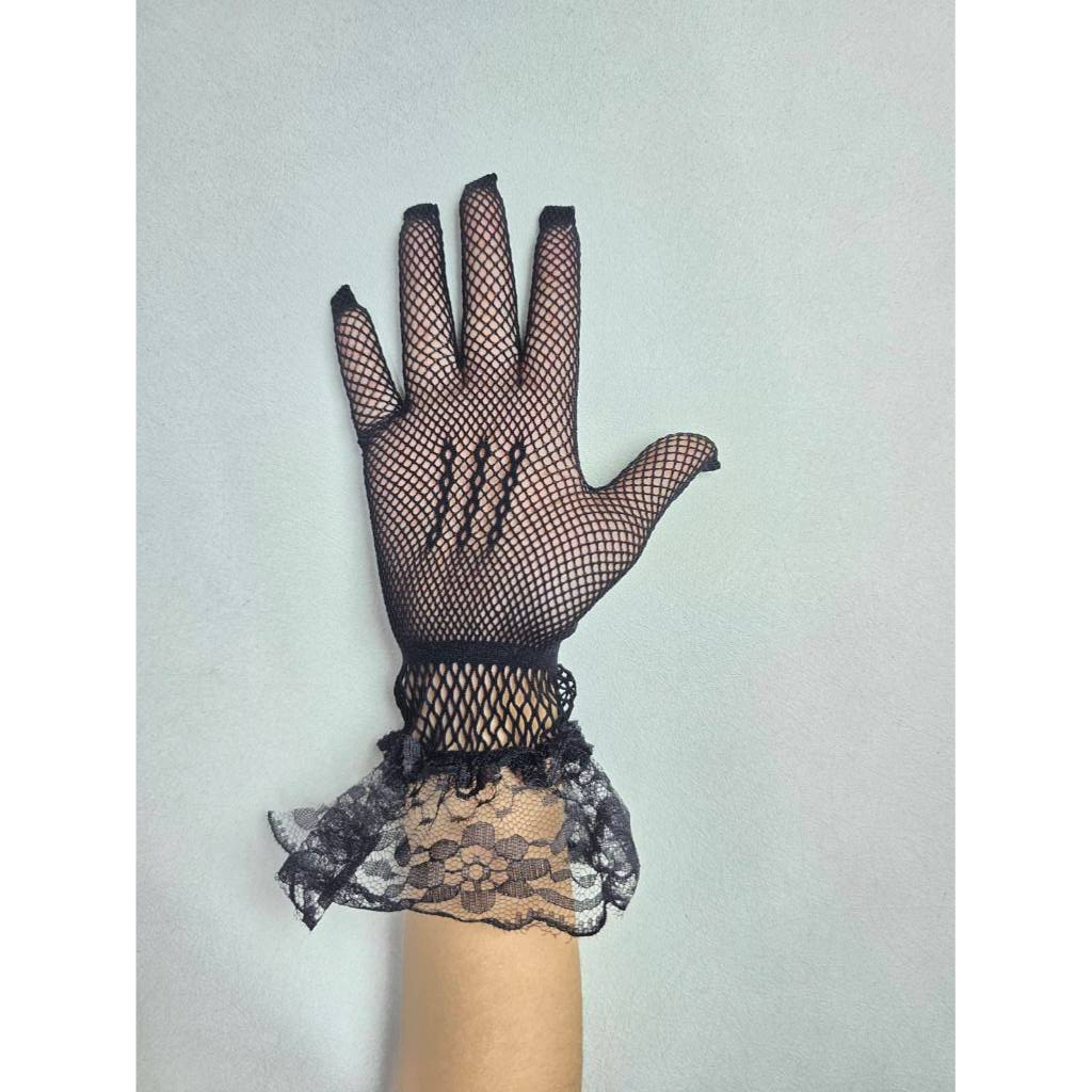 ถุงมือเด็ก6-12ปี ถุงมือตาข่ายลูกไม้น่ารักแต่งโบว์เล็กน่ารัก ถุงมือขอบระบายสีขาวและสีดำ ถุงมือเต้นรำ กิจกรรมการแสดงนักเรี - รูปที่ 4