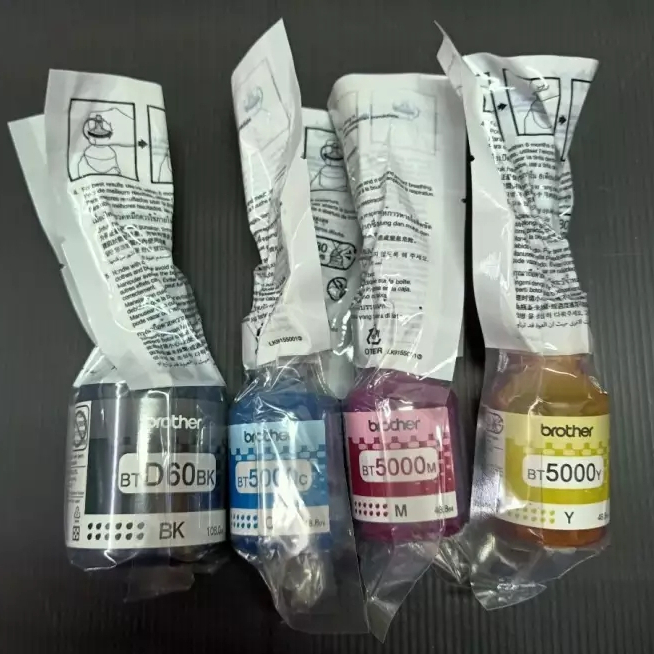 (พร้อมกล่อง)หมึก BROTHER แท้  BT D60BK,BT6000BK,BT5000Y,BT5000M,BT5000C