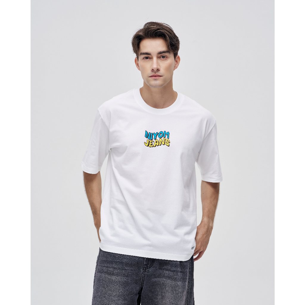 Niyom Jeans collection Woodstock : เสื้อยืด Oversize รุ่น TWS-008 สกรีนลาย ผ้าCotton ผ้ายืด