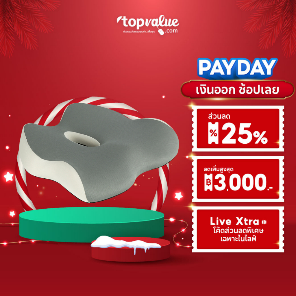 Fennix Ergocushion รุ่น Seat Cushion เบาะรองนั่งเมมโมรี่โฟมเพื่อสุขภาพ รองรับสรีระได้ดี