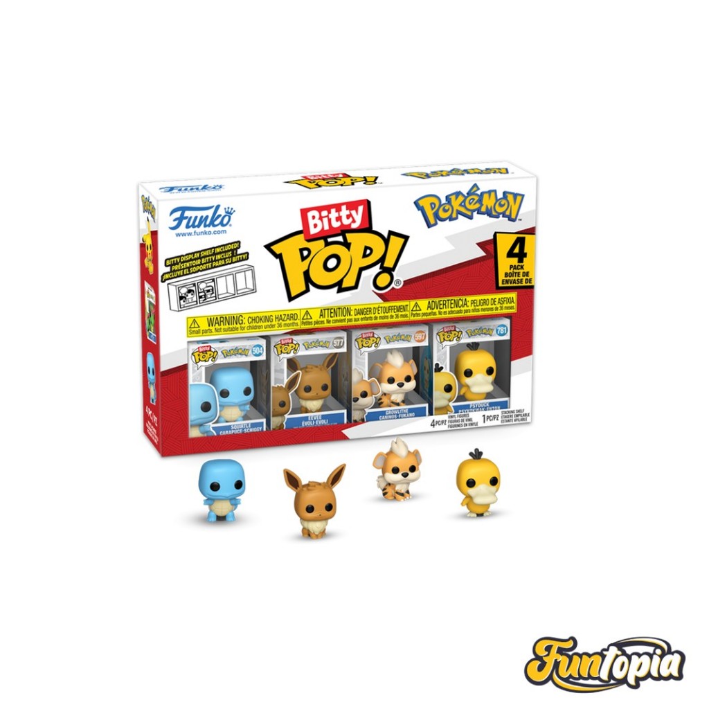 Funko Bitty POP! (81135) Squirtle, Eevee, Growlithe, Psyduck Bitty POP!: Pokemon by Funko (Pack 4)
