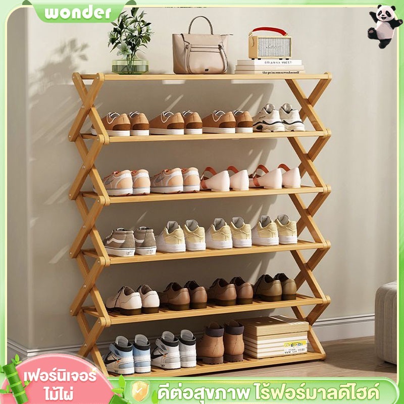 ประหยัดพื้นทีชั้นวางรองเท้า shoes shelf รูปตัวxพับได้ ชั้นวางรองเท้า วางรองเท้าได้หลายคู่