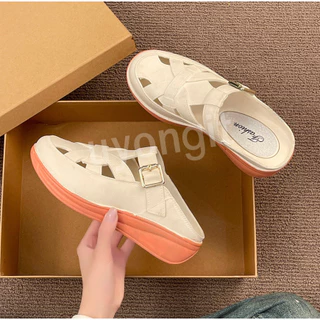 Uyoungit รองเท้าแตะ สวมยางEVA พื้นหนา 3.5cm รองท้าปิดปลายเท้า แฟชั่น สไตล์เกาหลี ผู้หญิง 158
