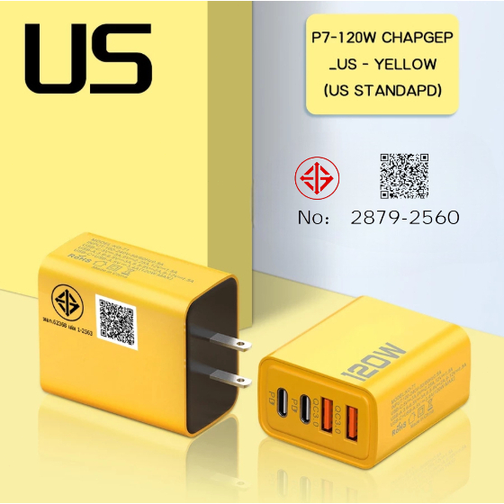 120W ชุดชาร์จเร็ว PD ชาร์จเร็วสุด QC 3.0 2PD+2USB ( พอร์ต) หัวชาร์จ สําหรับ iP TYPE-C.