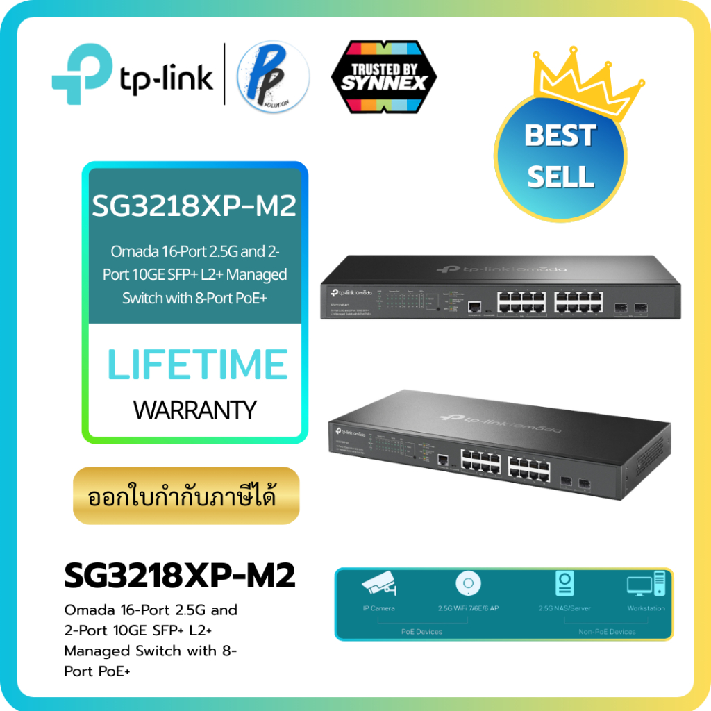 TP-Link SG3218XP-M2 (TL-SG3218XP-M2) Omada 16-Port 2.5G L2+ Managed Switch with 8-Port PoE+
