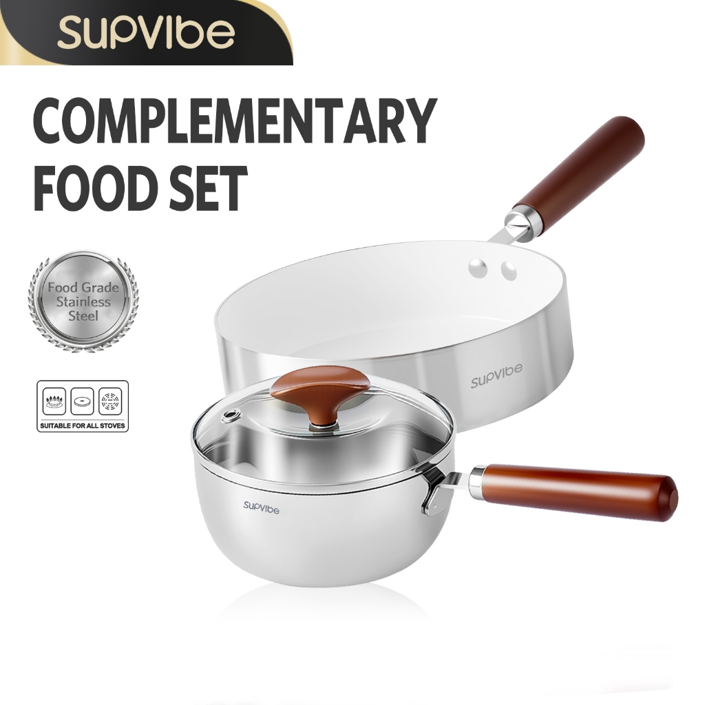 SUPVIBE หม้อซุปสแตนเลส เครื่องครัวเซรามิค 304 Non-stick Pot ทำความสะอาดง่าย  ใช้ได้กับเตาทุกประเภท