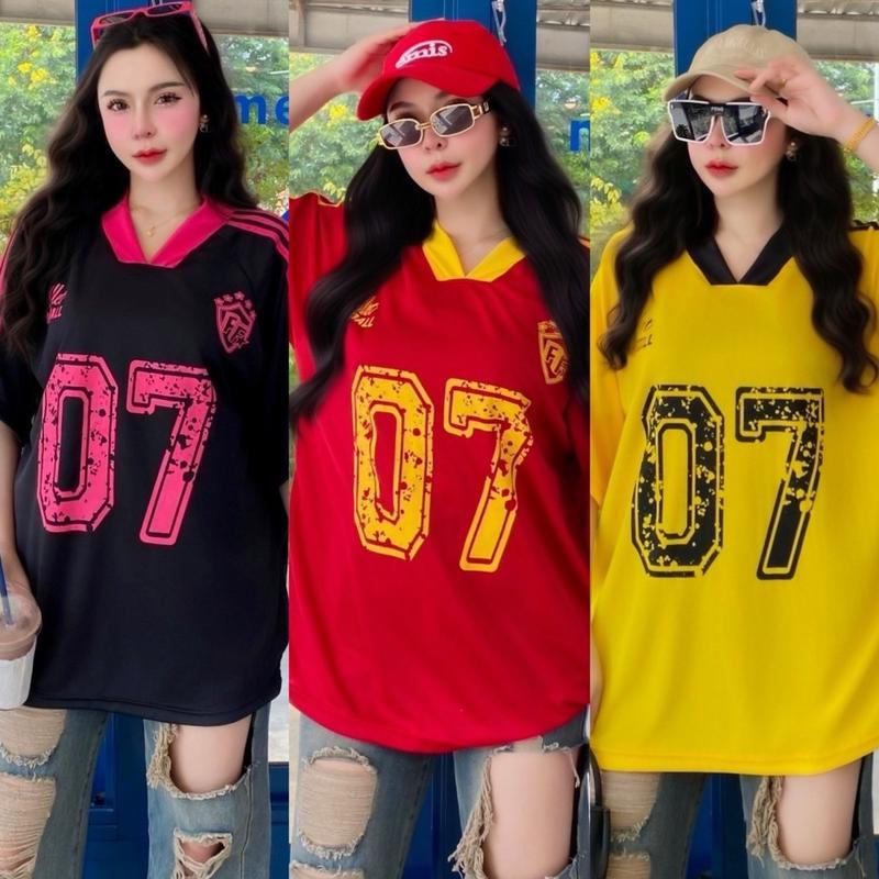 เสื้อโอเวอร์ไซส์ 07 สกรีนหน้า-หลัง เนื้อผ้ากีฬาโพลีเอสเตอร์เม็ดขาวสาร