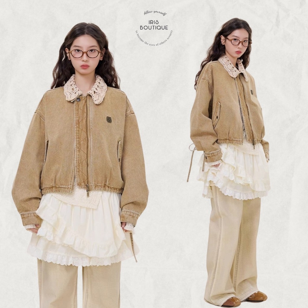 [ พร้อมส่ง ]  IRIS BOUTIQUE  IJ25801 Vintage lace jacket เสื้อผ้าผู้หญิง เสื้อแขนยาว กันหนาว ได้ 10-20 องศา ราคา ถูกที่สุด ดีลบีเคเค