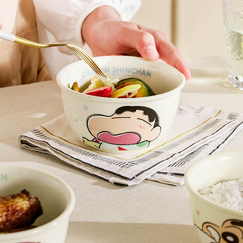 【ลิขสิทธิ์แท้】Crayon Shinchan ชามข้าว 4.7 นิ้ว 400ml | ชามเซรามิคสีครีม ลายน่ารัก 4 ลายให้เลือก ใช้ได้ทุกวัน - รูปที่ 6