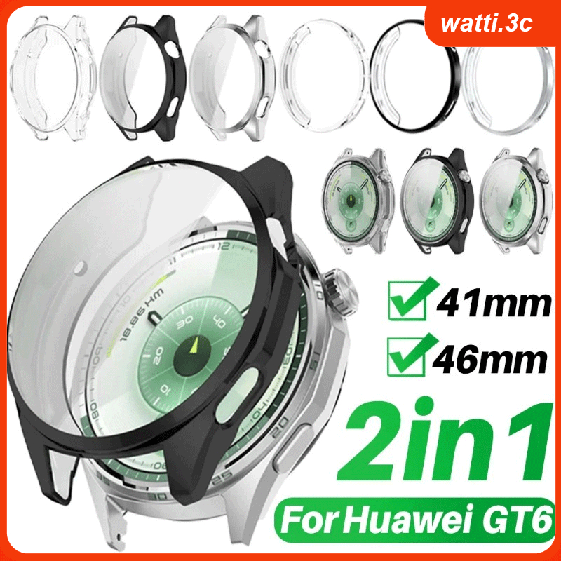 เคส TPU แบบเต็มตัวสำหรับ Huawei Watch GT6 ขนาด 46 มม. และ 41 มม. พร้อมฟิล์มกันรอยหน้าจอ ป้องกันเต็มหน้าจอ Huawei GT6