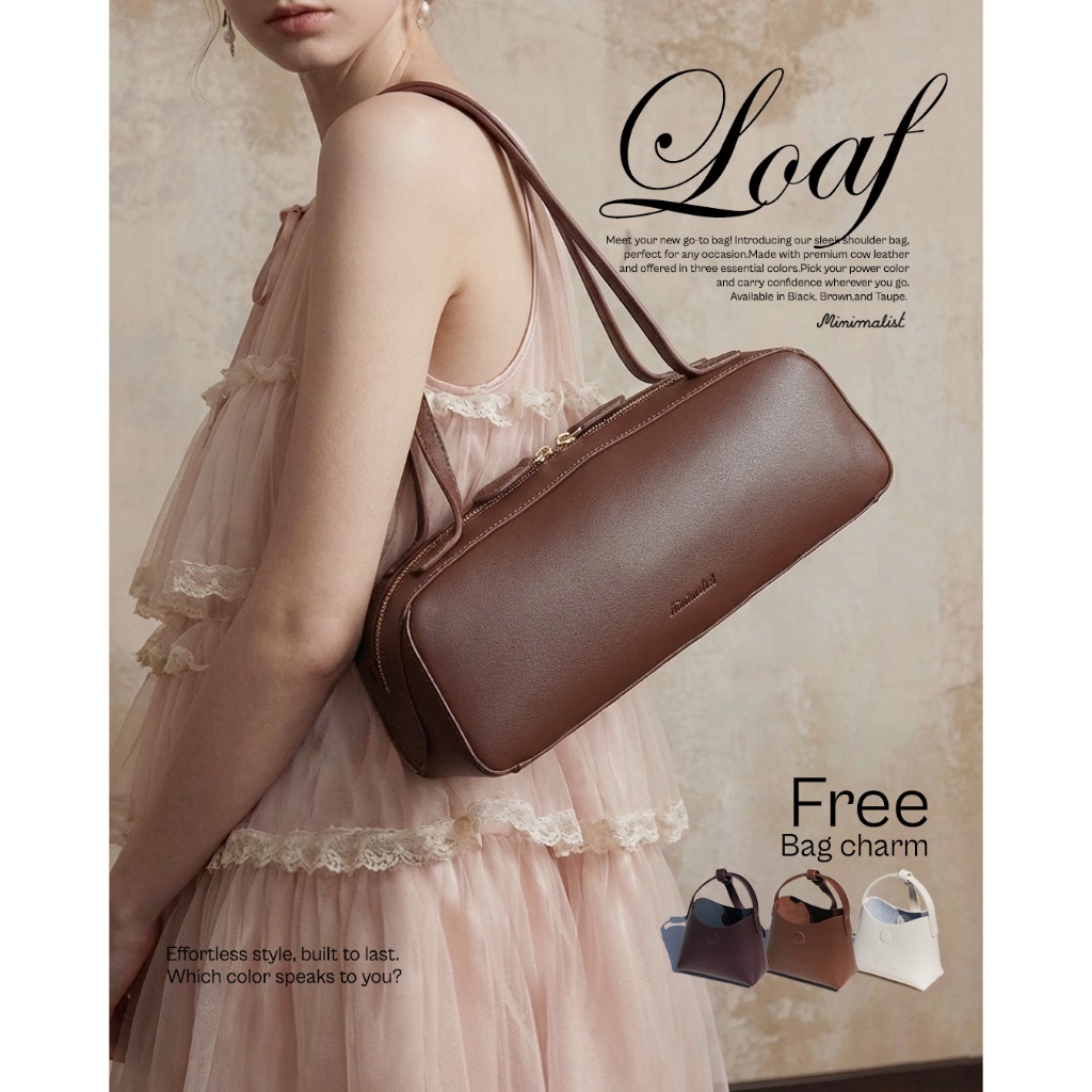 𝐌𝐈𝐍𝐈𝐌𝐀𝐋𝐈𝐒𝐓 กระเป๋าหนังวัวรุ่น Loaf ทรงยาว ดีไซน์ทันสมัย น้ำหนักเบา จุของได้เยอะ