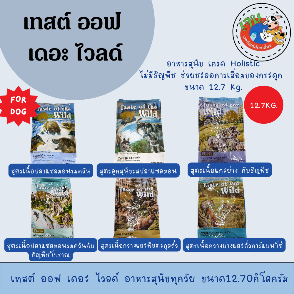 Taste of the wild เทสต์ ออฟ เดอะ ไวลด์  ขนาด 12.70kg. อาหารสุนัขทุกวัย ขนาด 12.70กก. Exp.10/26