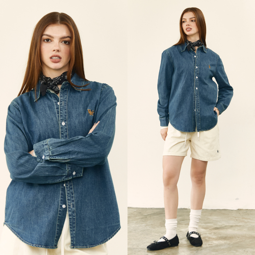 Bemingtop1089(S-2XL)-BMG Denim Classic Shirt - เสื้อเชิ้ตเดนิมทรงคลาสสิกใส่ได้ทุกโอกาส - รูปที่ 6