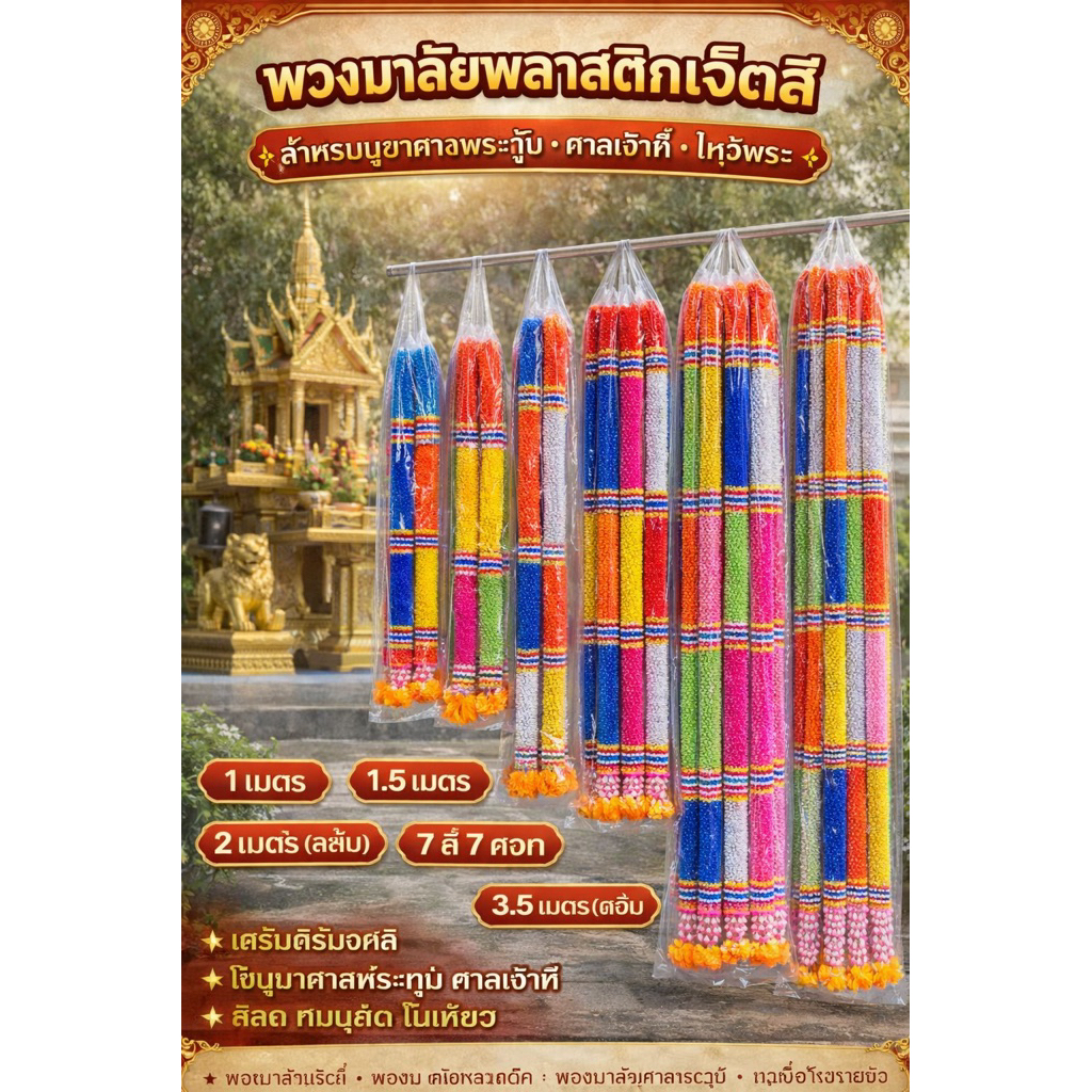 พวงมาลัย7สี มาลัย2ชาย พวงมาลัย มาลัย มาลัยห้อยศาล ขนาด