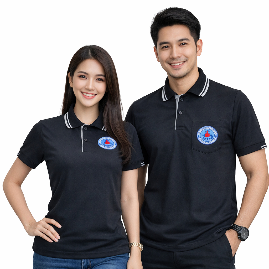 อาสาสมัครสาธารณสุข​ (อสม) โปโล สีดำ(Black) ผ้านุ่มใส่สบาย ปักสวย