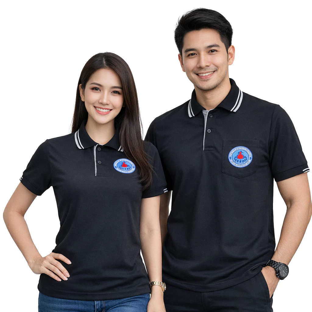 อาสาสมัครสาธารณสุข (อสม) โปโล สีดำ(Black) ผ้านุ่มใส่สบาย ปักสวย