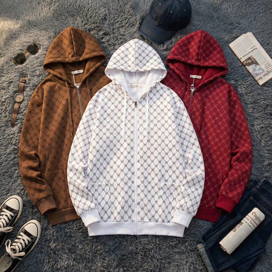 MANY.S🐉 เสื้อแจ็คเก็ตฮู้ดซิป ลาย MY. Signature Monogram เรียบง่ายแต่ดูดีมาก! เสื้อกันหนาวสไตล์มินิมอล 👉🏻 มีส่งด่วน 24