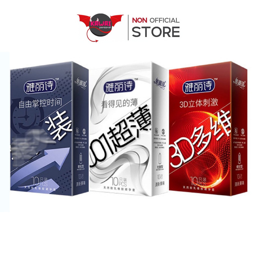 Yalishi ถุงยางอนามัย กลิ่นผลไม้สด พีช แบบเรียบ บาง ปุ่ม ไซส์ 52±2 มม. กล่อง 10 ชิ้น