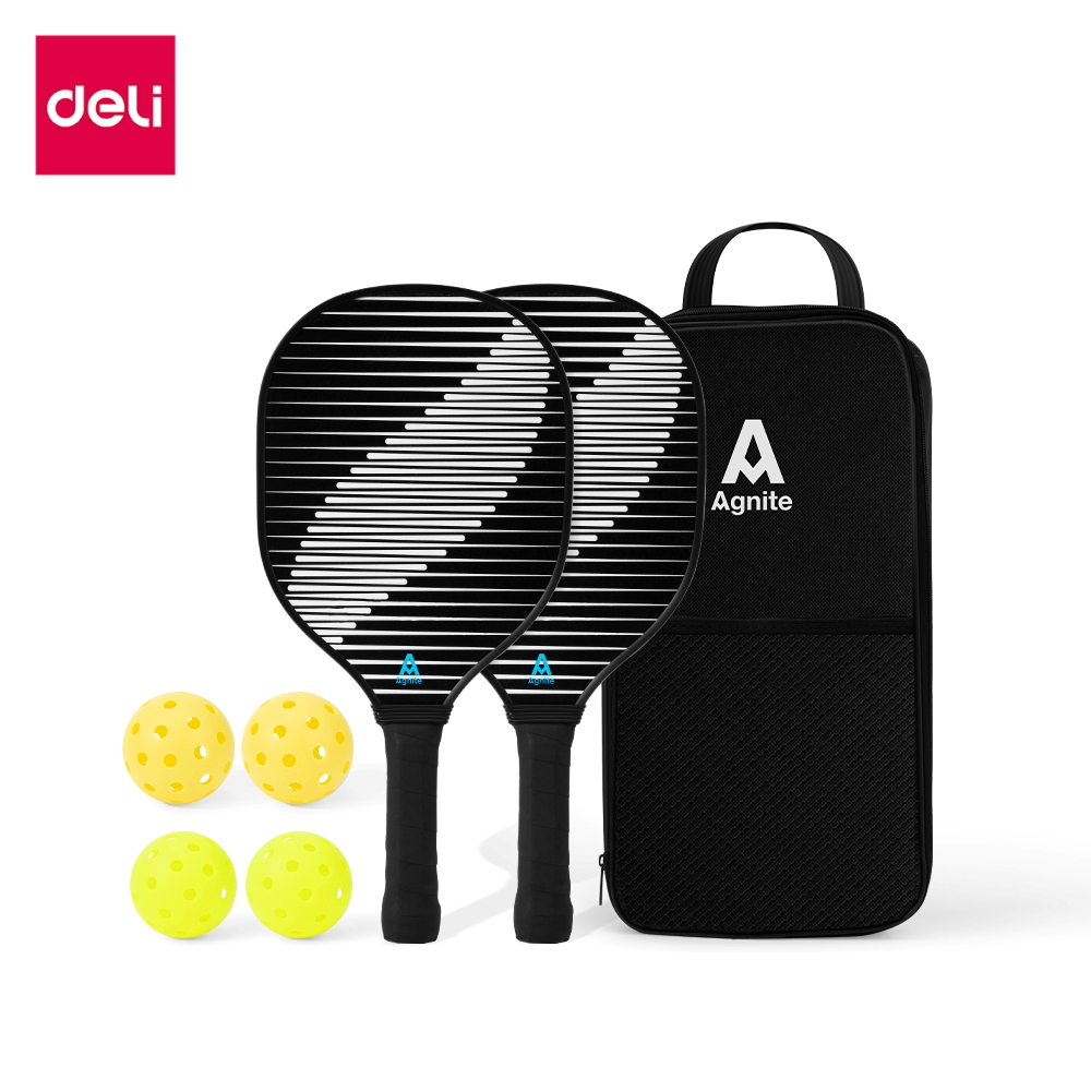 Deli ไม้พิคเคิลบอล ชุดไม้พิคเคิลบอล พร้อมลูกและกระเป๋า วัสดุทนทาน ด้ามจับไม่ลื่น Pickleball Racket