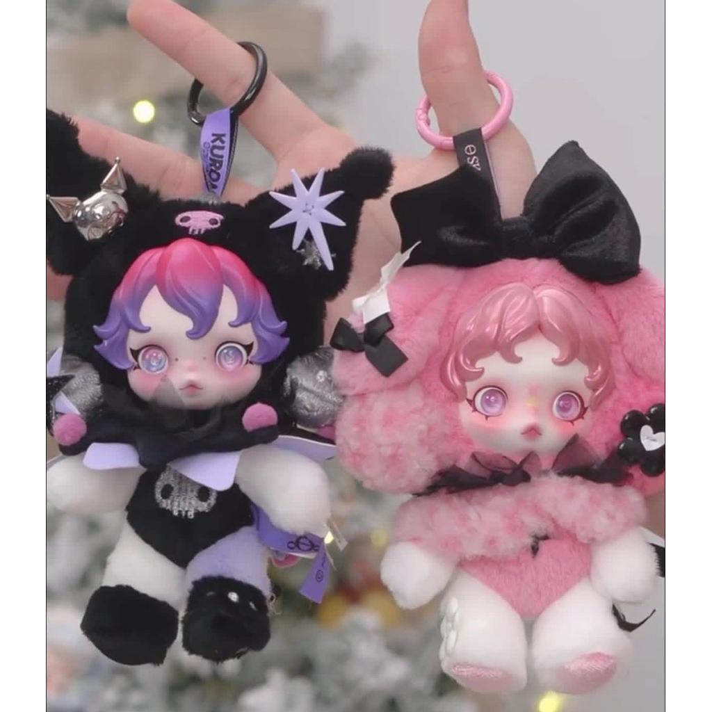 🇹🇭พร้อมส่งจากไทย🇹🇭 ของแท้ POPMART SKULLPANDA x Melody/Kuromi พวงกุญแจตุ๊กตาผ้ากํามะหยี่จี้