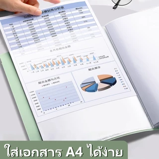 แฟ้มโชว์เอกสาร A4 โทนพาสเทล หนาพิเศษ จุเอกสารได้เยอะ 60 หน้า ทนทาน File Display Book มีช่องสอดแทรก