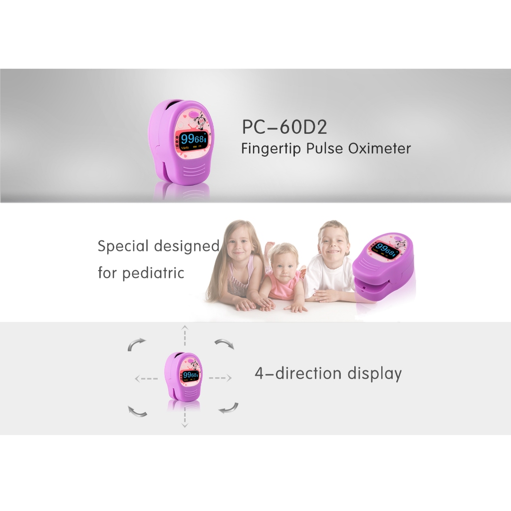 🔥สำหรับเด็กเล็ก รับประกัน 2 ปี🔥 เครื่องวัดออกซิเจนปลายนิ้ว Fingertip Pulse Oximeter  Creative PC60