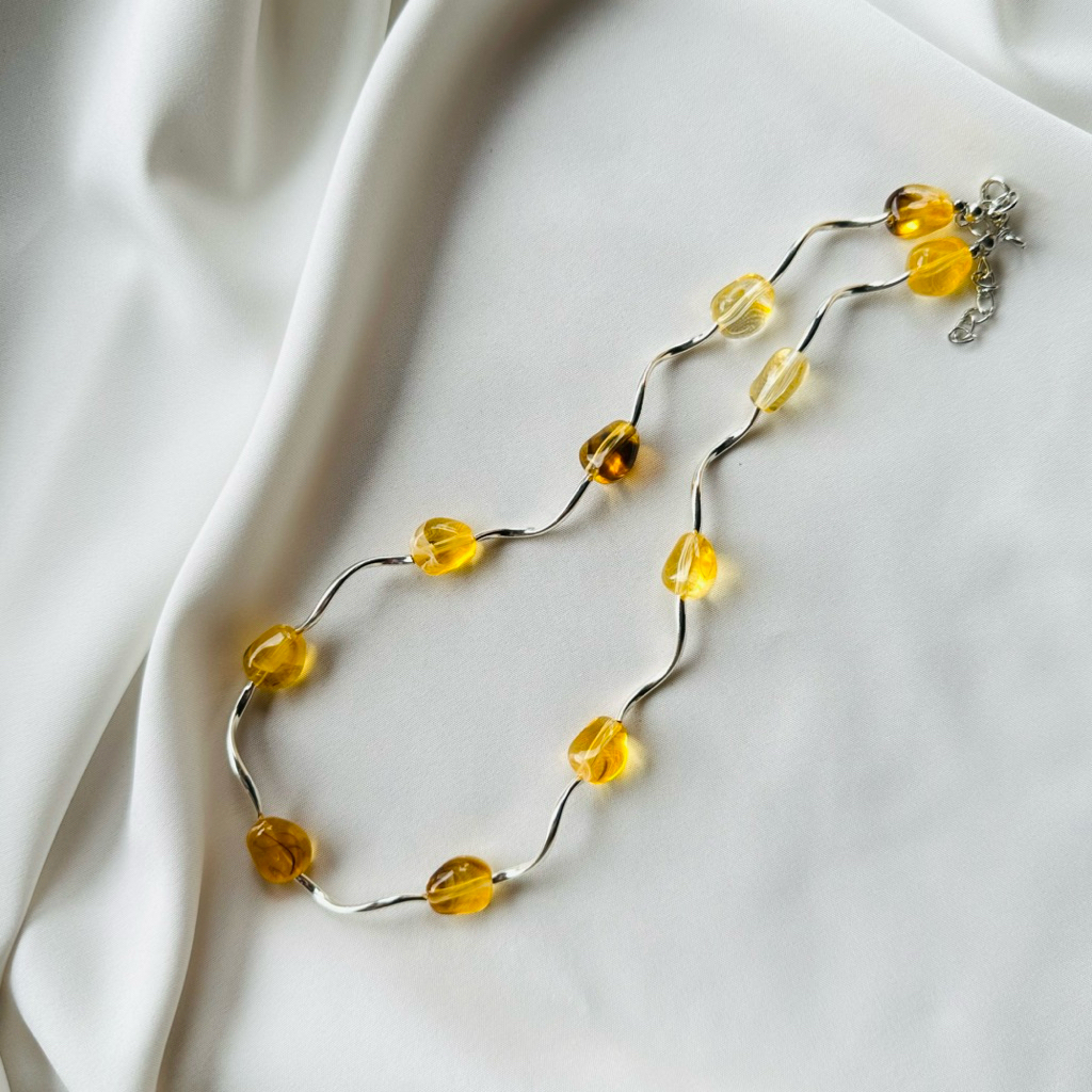 silver minimal necklace สร้อยคอมินิมอล ท่อเกลียว ท่อโค้ง ลูกปัดสแตนเลส หินแก้ว (หลายแบบ) พร้อมส่ง รูปที่ 2