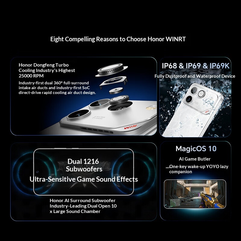 Honor WIN Snapdragon 8 Elite Gen 5 Honor WIN RT Snapdragon 8 Elite MagicOS 10 6.83″ OLED 10000 mAh ราคา ถูกที่สุด ดีลบีเคเค แกลเลอรีภาพที่ 5
