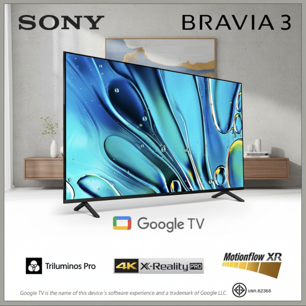 Sony BRAVIA 3 Smart TV 55 นิ้ว รุ่น K-55S30 | 4K UHD | Google TV | Triluminos Pro | Motionflow XR | 