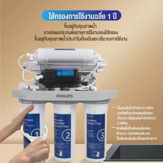 Philipswater AUT9500 / AUT9510 เครื่องกรองน้ำดื่มใต้อ่างล้างจาน กรองแบบ 5 ขั้นตอน ระบบการกรอง RO Reverse Osmosis