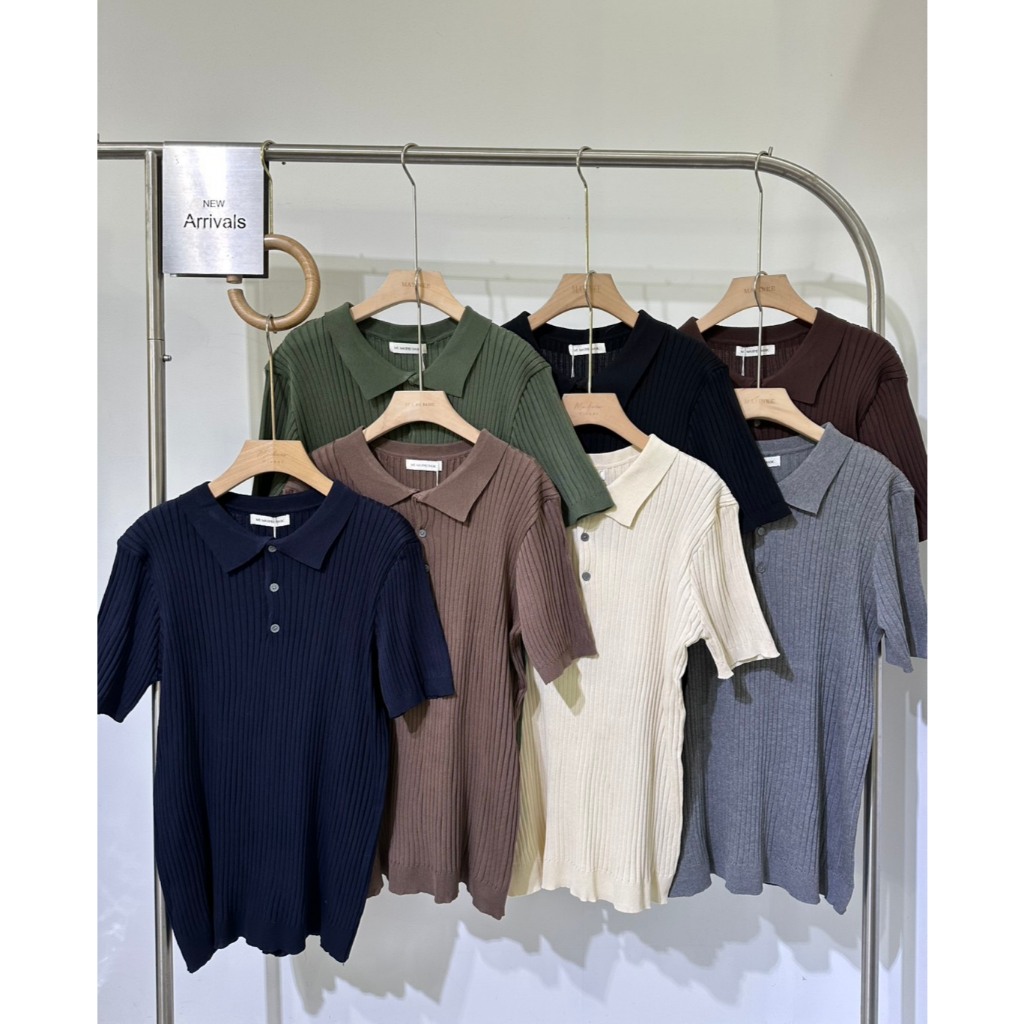 เสื้อโปโลผู้ชาย ผ้าร่องยืดพรีเมียม (Free Size) ✨  เสื้อโปโลผู้ชายดีไซน์เรียบหรู