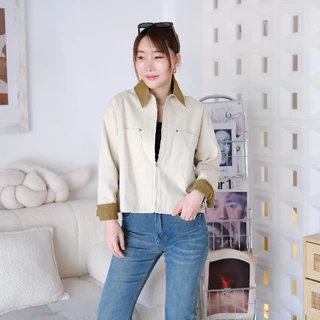 Lawyer Store [736215-737215] เสื้อแจ็กเก็ตงานซิป ผ้ายีนส์ ปกทูโทน ใส่เท่ห์ แมทช์ได้หลากสไตล์ เหมาะกับหลายโอกาส