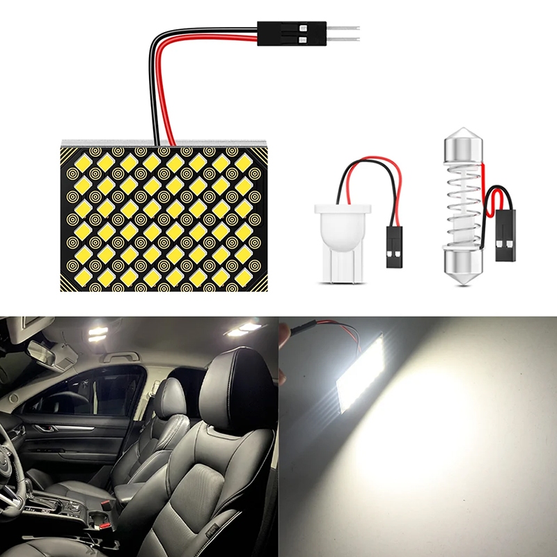 1ชิ้น หลอดไฟแผง Led 12/24/48 smd สำหรับรถยนต์ ไฟอ่านหนังสือ โดม ไฟเพดาน T10 Festoon ฟีสต์ 2 อะแดปเตอร์เบส