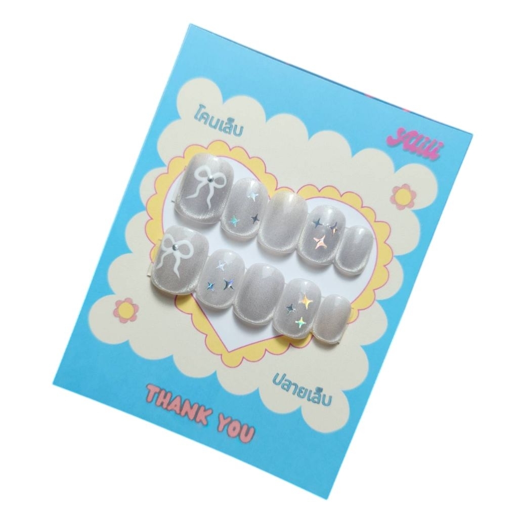 เล็บปลอม เล็บเพ้นท์เจลแท้ ลายน่ารัก เล็บสำเร็จรูปพร้อมกาวฟรี