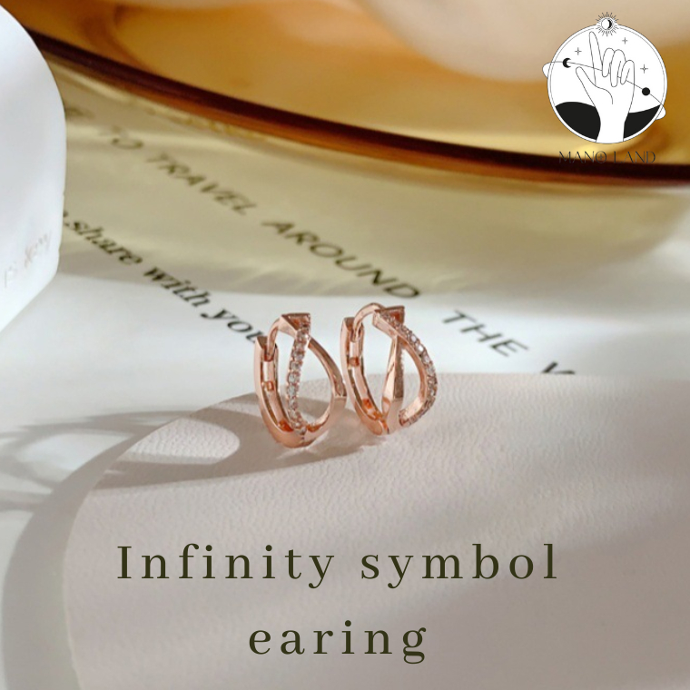 MNL💗ต่างหู Infinity symbol สีโรสโกลด์ เครื่องประดับแฟชั่น ผู้หญิง ไม่ลอกดำ มินิมอล น่ารัก ของขวัญ วันเกิด มีแบบเซ็ท