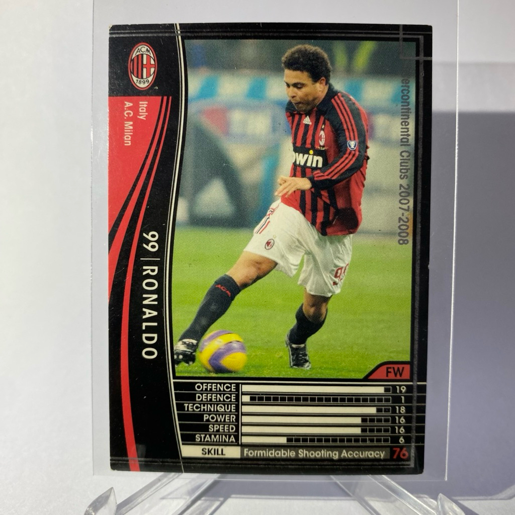 การ์ดนักฟุตบอล RONALDO, R9, AC MILAN, Intercontinental Clubs 2007-2008, PANINI, (Japan Edition), (มี
