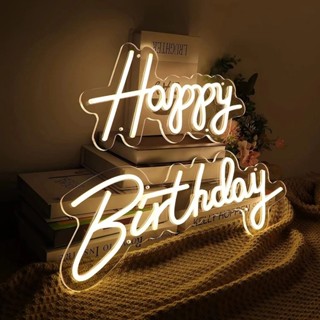 ป้ายไฟวันเกิด ไฟนีออน  LED USB Happy Birthday Neon Sign USB …