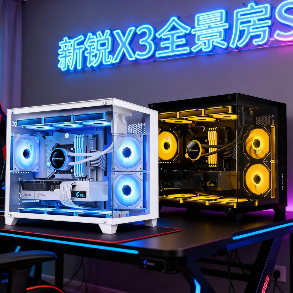 Xinrui X3 Panoramic Sea View Room เคสแก้วคอลัมน์-ฟรีเดสก์ท็อปคอมพิวเตอร์เกม MATX เคสคอมพิวเตอร์สีขาวสีดำ（新锐X3）