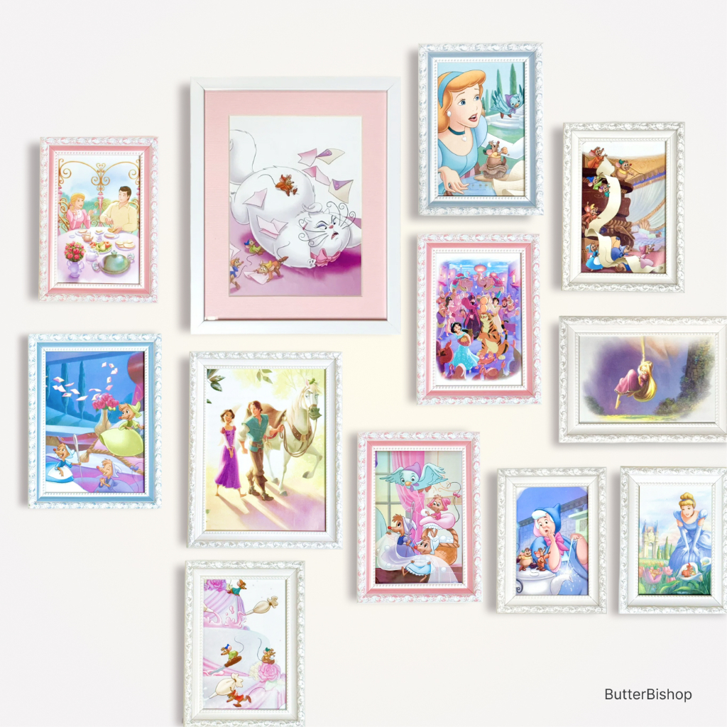 (พร้อมส่ง) ภาพพร้อมกรอบ — [set C] 🍭 เจ้าหญิง ดิสนีย์ สีหวาน สีพาสเทล - Disney Princess SWEET & PASTEL Collection