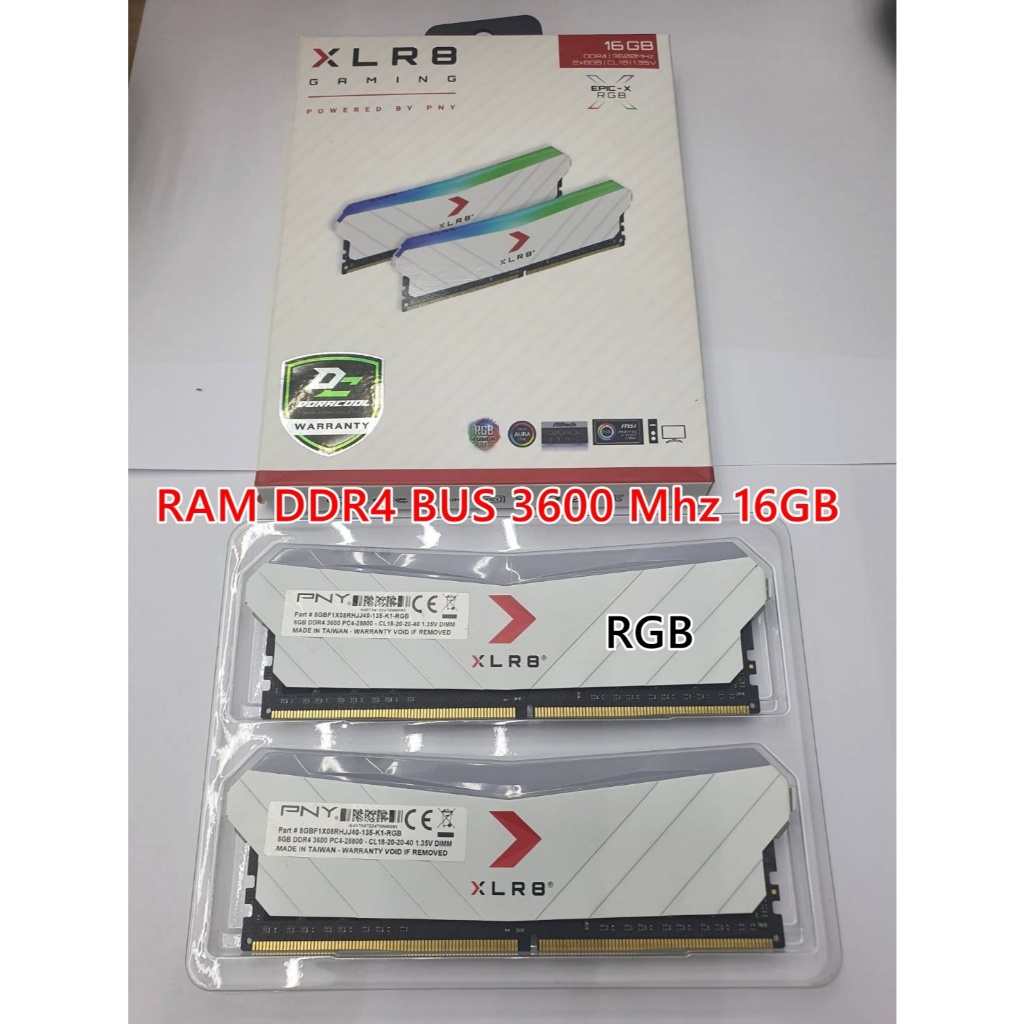 RAM DDR4 BUS 3600 Mhz 16GB PNY XLR RGB
