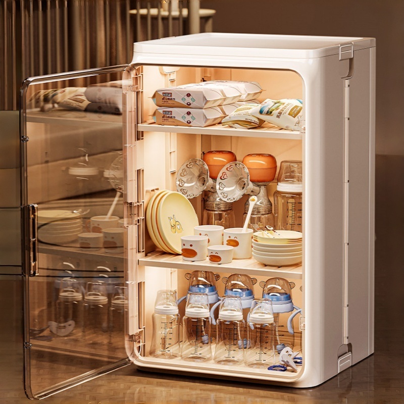 HOTUS ตู้เก็บของถ้วย กล่องเก็บของเด็ก ชั้นวางเครื่องสำอาง ที่วางแก้วน้ำกันฝุ่น แข็งแรงทนทาน ตู้เก็บของอเนกประสงค์