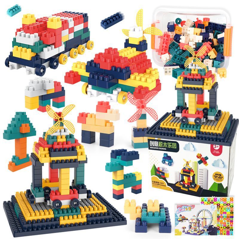 ตัวต่อ บล็อกตัวต่อ ขนาดใหญ่ บล็อกตัวต่อ 520 ชิ้นพร้อมกล่องแถมสติกเกอร์ ของเล่นเสริมพัฒนาการเด็ก