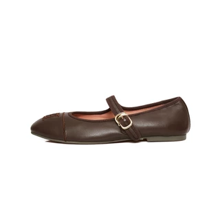 O&B รองเท้าหนังแกะ รุ่น MARY FLATS IN BRUSHED BROWN-11275SS00724F_H5BRXX