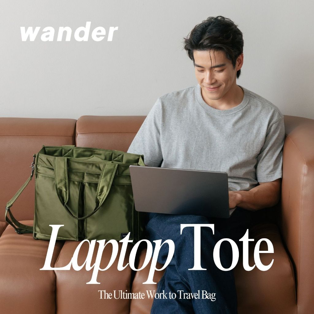 Wander Laptop Tote รองรับ Laptop 15 นิ้ว กระเป๋าใส่โน็ตบุ้ค กระเป๋าผ้า Re-Nylon จุเยอะ 18 ช่อง