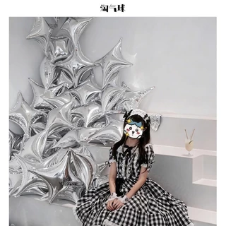 ลูกโป่งรูปดาว ขนาด 10 นิ้ว ลูกโป่งฟอยล์ ดาวสี่แฉก