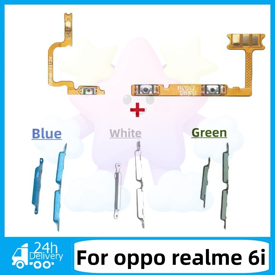 สําหรับ OPPO Realme 6i ปุ่มปรับระดับเสียงไฟปุ่มด้านข้าง Flex Cable Keys ปุ่มปิดปุ่มปรับระดับเสียงขึ้นและลงด้านข้างอะไหล่
