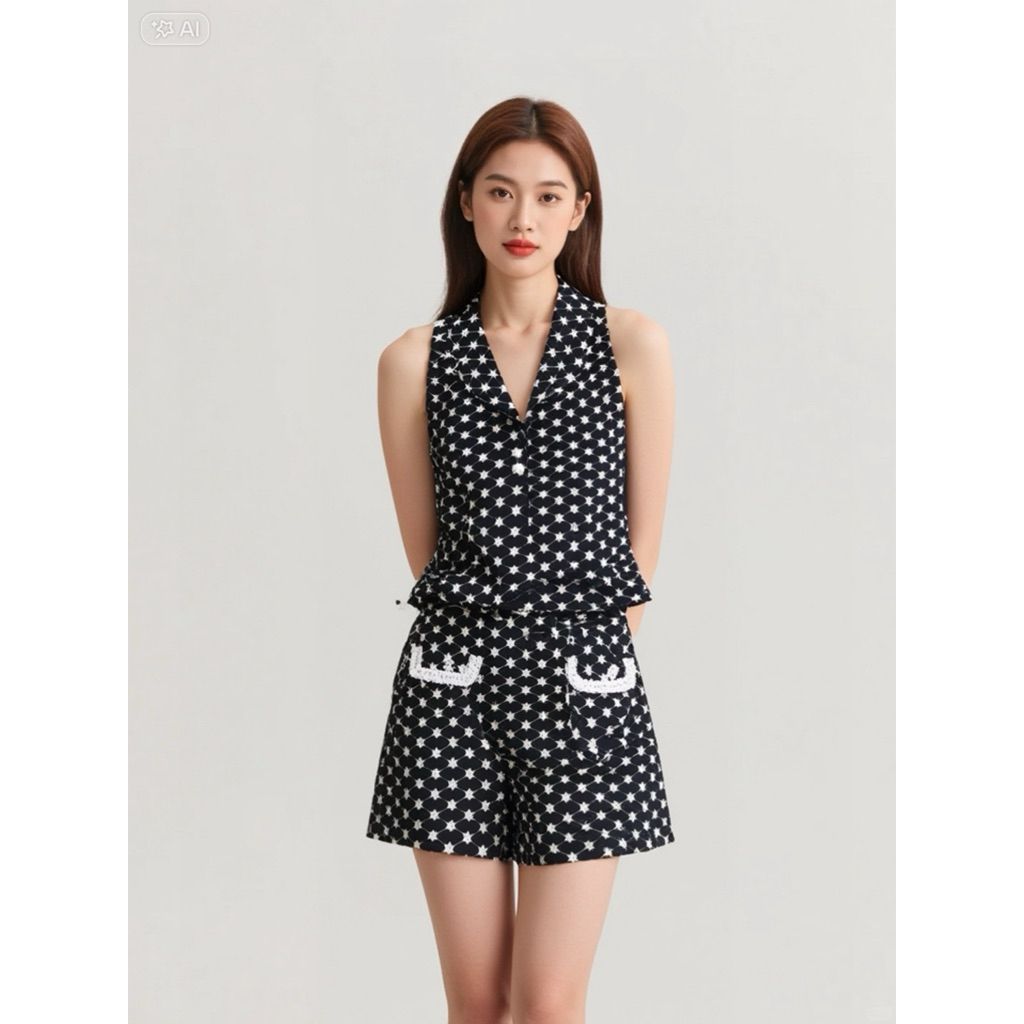 ❗️❗️USED❗️❗️มือ2 ❗️❗️เซ็ท 2ชิ้น เสื้อ+กางเกงกระโปรง M งาน Twinshop ไม่ติดป้าย งานปักดอกเดซี่ทั้งตัว