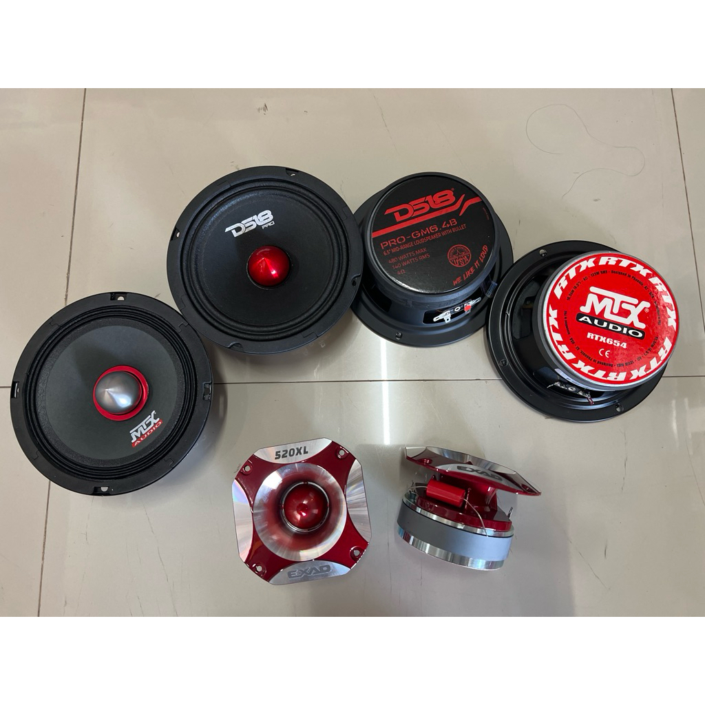 ชุดละ 9400บาท 6.5“กลาง 4ดอก แหลม 2ดอก ลำโพงติดรถยนต์ ดังฟังเพราะ DS-18 MTX EXAD